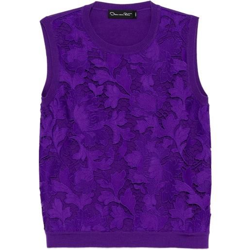 Oscar de la Renta canotta in pizzo - viola