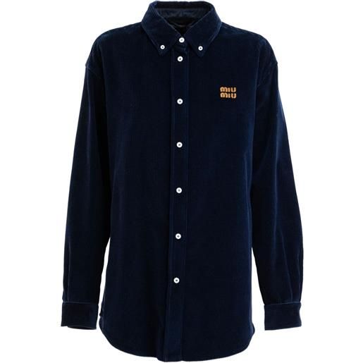 Miu Miu giacca-camicia a coste - blu
