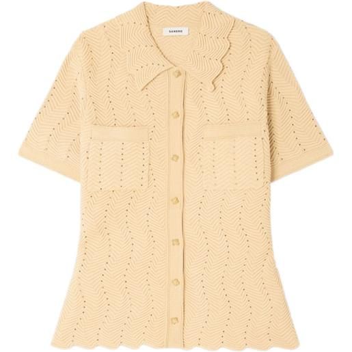 SANDRO zigzag-pattern cardigan - toni neutri