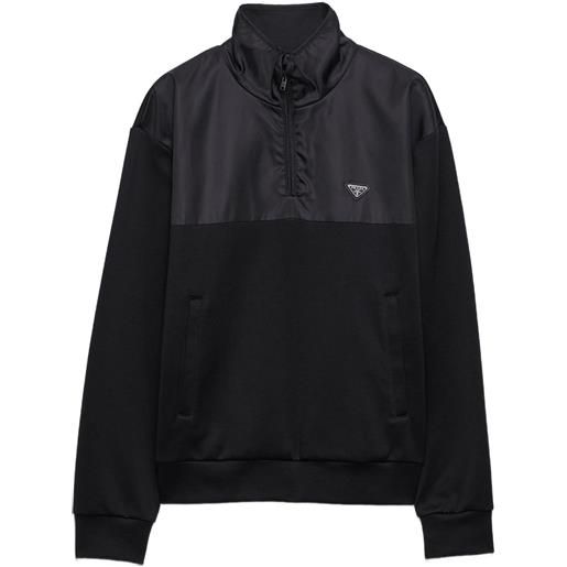 Prada felpa con mezza zip - nero