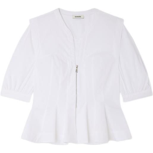 SANDRO zip-up peplum shirt - bianco