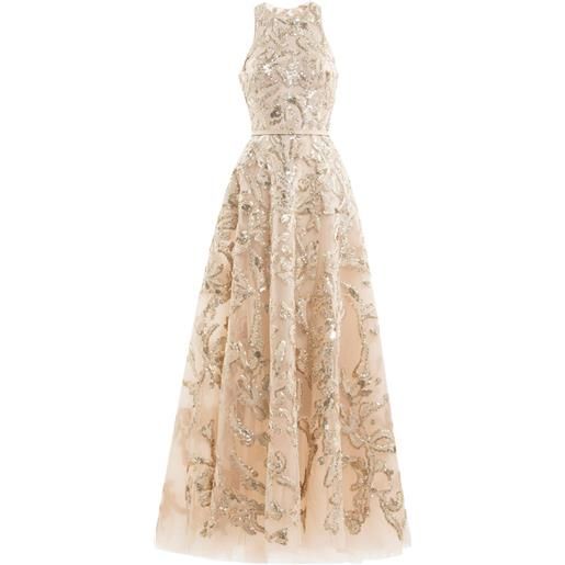 Saiid Kobeisy abito lungo con ricamo - oro
