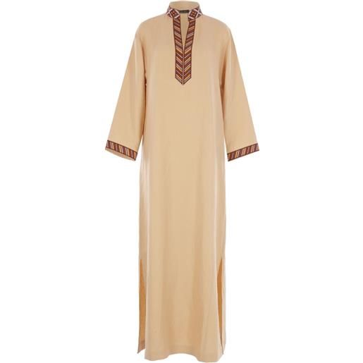 Loro Piana abito tilde lungo con maniche a 3/4 e ricamo - giallo