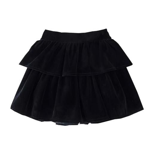 Alunsito minigonne per bambina gonna a balze a vita alta per bambina con gonna a balze a punto smock e volant 140 nero 8-9 anni