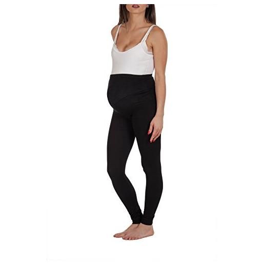 Premamy - leggings per premaman, modello conformato, cotone bielastico, pre-post parto - nero - iv (m)