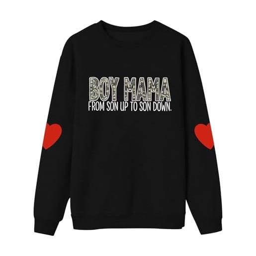 HZling felpa da donna senza cappuccio, con motivo divertente, albero di natale, camion, pull-over, scollo a collo largo, taglio ampio, le noir, xl