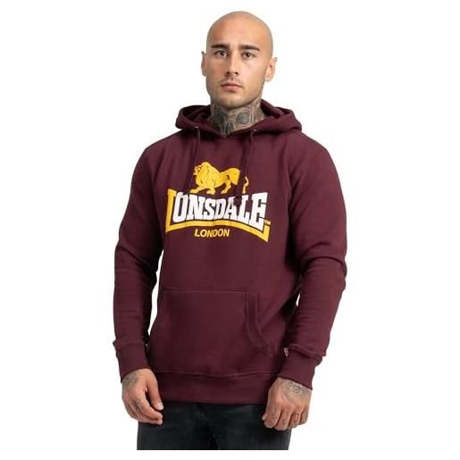 Lonsdale london thurning uomo felpa con cappuccio bordeaux l 80% cotone, 20% poliestere regular