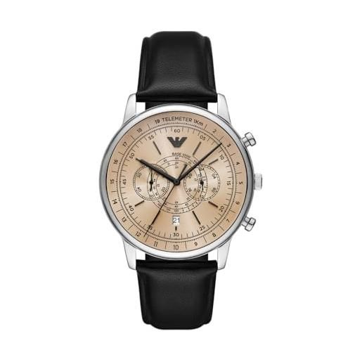 Emporio Armani orologio per uomo, movimento cronografo al quarzo e cassa da 42 mm con cinturino in acciaio o pelle