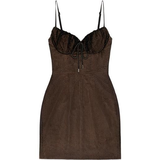 AREA abito corto con cristalli - marrone