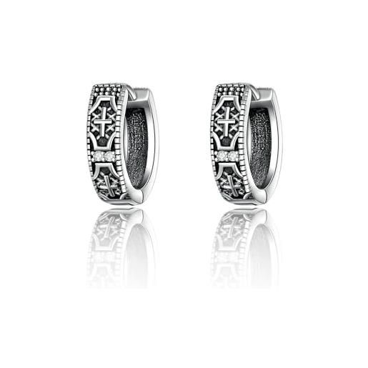 POPLYKE Orecchini A Cerchio Con Nodo Celtico Nero, In Argento Sterling