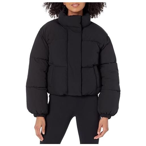 Amazon Essentials piumino corto da donna con cerniera intera (trapuntato opaco o pile sherpa), nero, xs