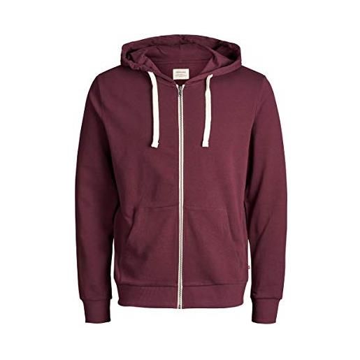 JACK & JONES jack&jones jjeholmen sweat zip hood noos felpa con cappuccio, rosso (port royale fit: reg fit), m uomo