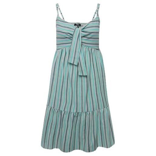 Ulla Popken abito midi dal taglio svasato e smanicato con righe e scollo a v verde turchese 50+ 829245437-50+