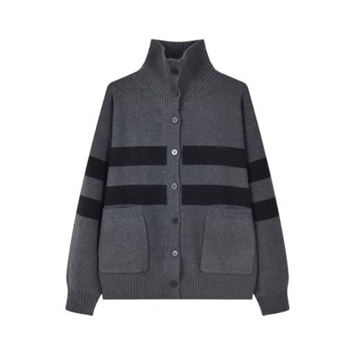XIEERDUO Maglione Donna A Maglia Con Orlo Curvo – Felpa Morbida Autunno Inverno 2024 – Colore Nero, Taglia L - 2
