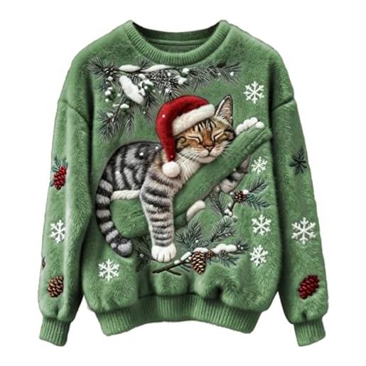 pvucpot maglione natalizio da donna divertente carino gatto cane stampato natale flanella felpa oversize in pile peloso maglione natalizio maglione maglione a tema natalizio accogliente abbigliamento