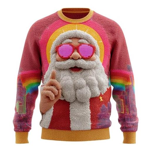 pvucpot felpa natale uomo divertente 3d babbo stampata maglione, girocollo maglioni lavorato a maglia natalizio brutto maglione lunga felpa senza cappuccio ugly christmas jumper pullover sweater invernali