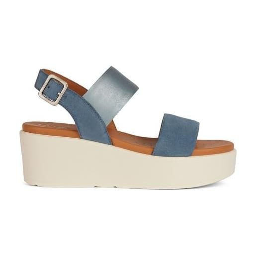 Geox sandalo da donna d xand 2.2s a wedge, dk skin champagne, 38 eu