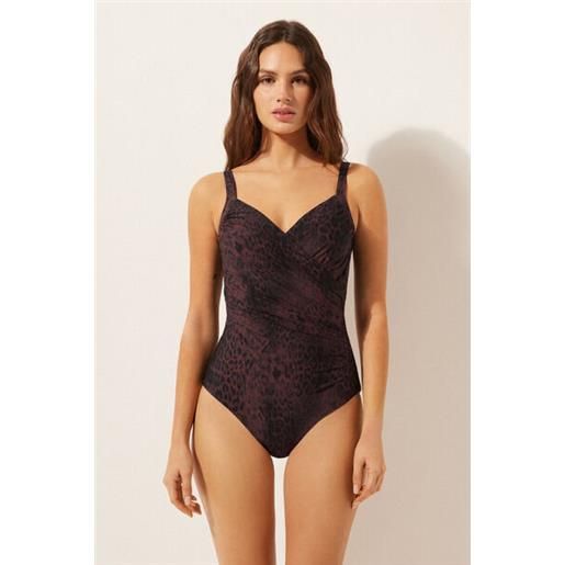 Calzedonia costume intero contenitivo dark animalier marrone