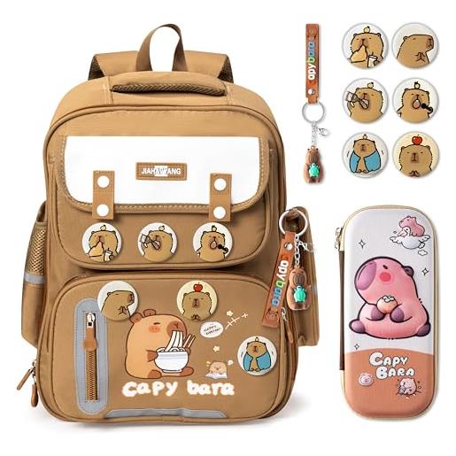 Woalopted Set Zaino Capibara, Zaino Scuola Capybara, Zainos Impermeabile, Borsa Capibara Per La Scuola Capiente, Zainos Capi Baras Con Set Di Cancelleria