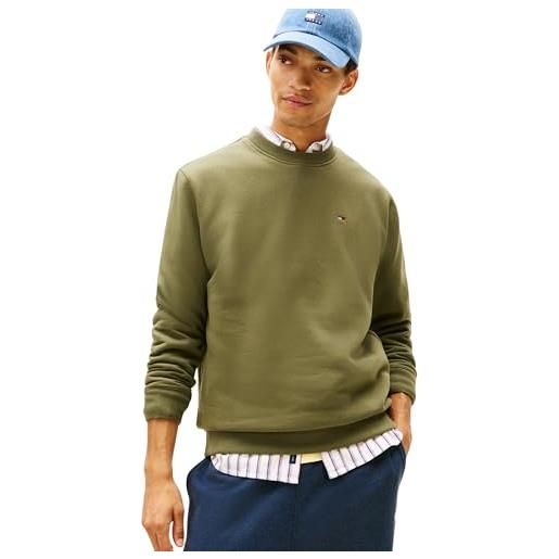 Tommy Jeans felpa da uomo tjm reg s flag crew ext dm0dm20741 (confezione da 1), verde (verde scuro), s