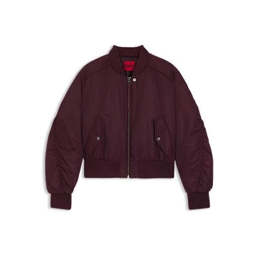 HUGO bomber imbottito in tessuto idrorepellente con arricciature, bordeaux