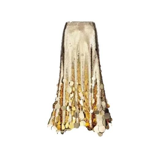 SXHEYUY gonne di paillettes per le donne aderente gonna lunga lucido club partito gonna, d'oro, s