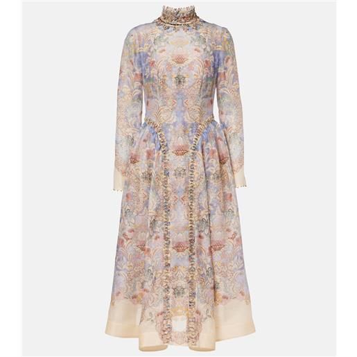 Zimmermann abito midi rebellion in lino e seta