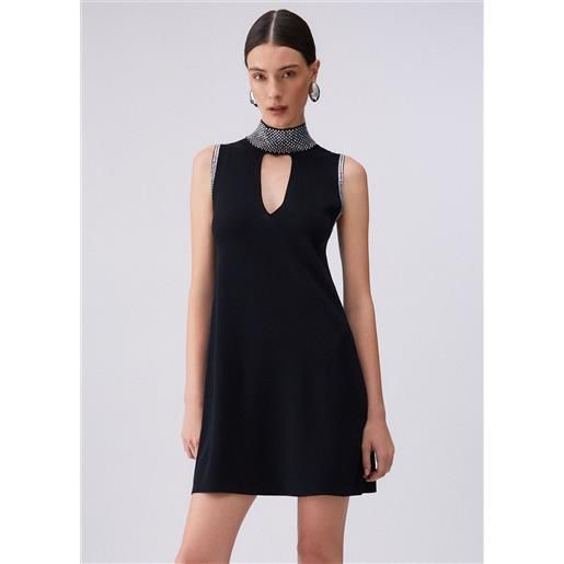 LIUJO liu jo abito in maglia con strass, nero