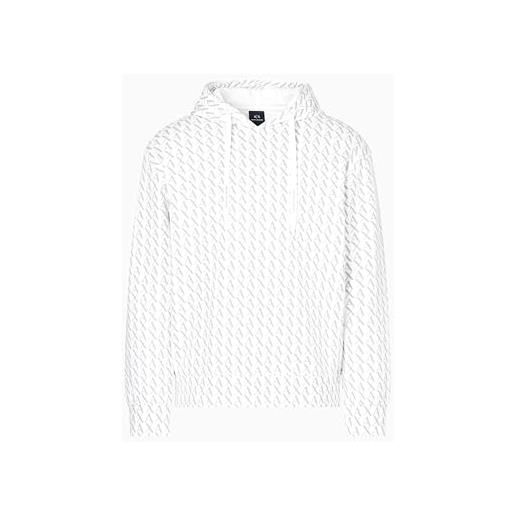 Armani Exchange men's, essential, all over logo, felpa, bianco, xs, bianco sporco, cenere allover, xs