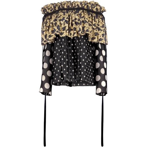 Nina Ricci blusa in raso a pois - nero