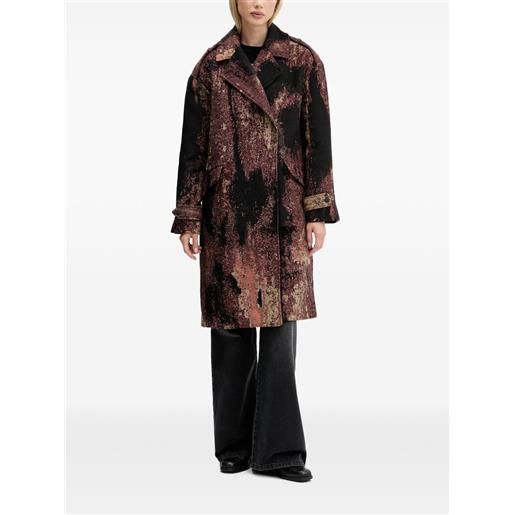 Desigual cappotto doppiopetto con motivo astratto - nero
