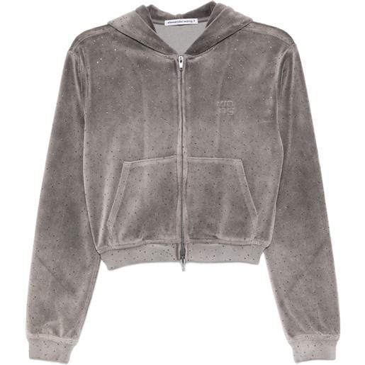 Alexander Wang felpa con cappuccio e strass - grigio