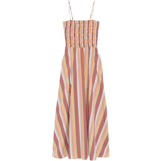 Faithfull the Brand anniken maxi striped smocked dress - arancione