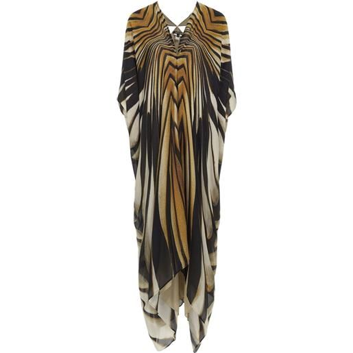 Roberto Cavalli abito midi a righe - oro