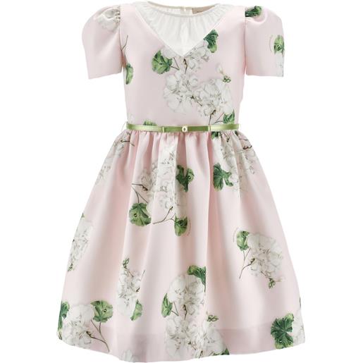 Monnalisa abito a fiori con cintura - rosa