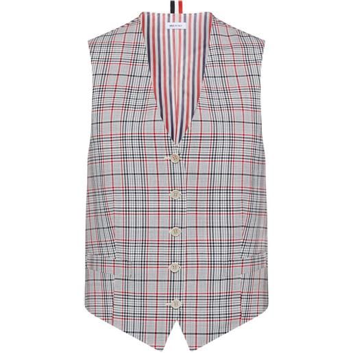 Thom Browne gilet a quadri - grigio