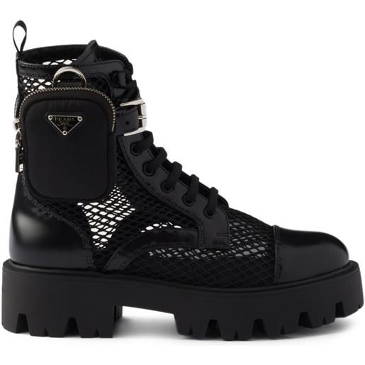 Prada anfibi con pouch rimovibile - nero