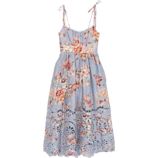 ZIMMERMANN abito midi awaken picnic a fiori - blu