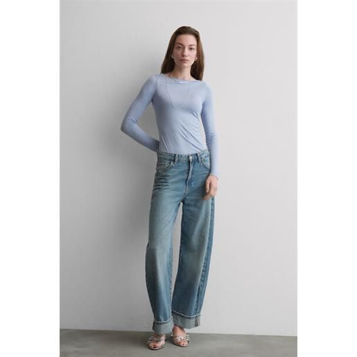 Intimissimi maglia manica lunga ultralight con cashmere e scollo a barchetta azzurro