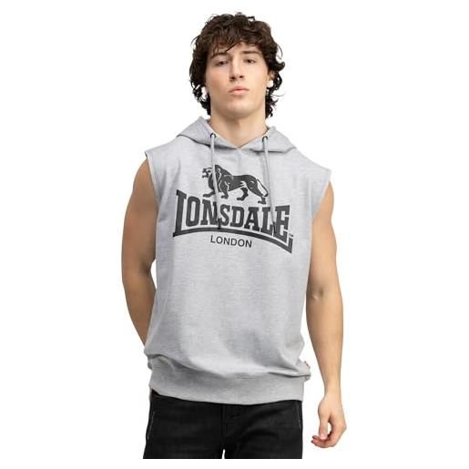 Lonsdale bignor sleeveless felpa con cappuccio, xl, grigio
