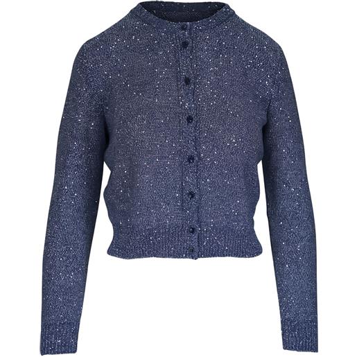 Akris button-front sequinned cardigan - blu
