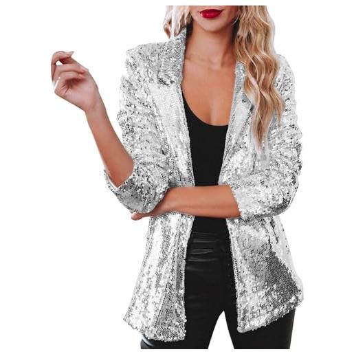 Generic da donna a maniche lunghe, con paillettes, glitterato, lucido paillettes a maniche lunghe bolero top abiti da festa con glitter clubwear elegante leggero cardigan da donna cappotti da donna (gold, m)