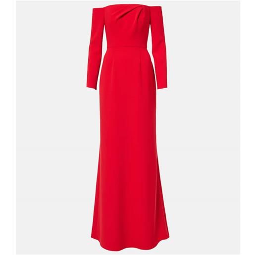 Carolina Herrera abito lungo off-shoulder in crãªpe