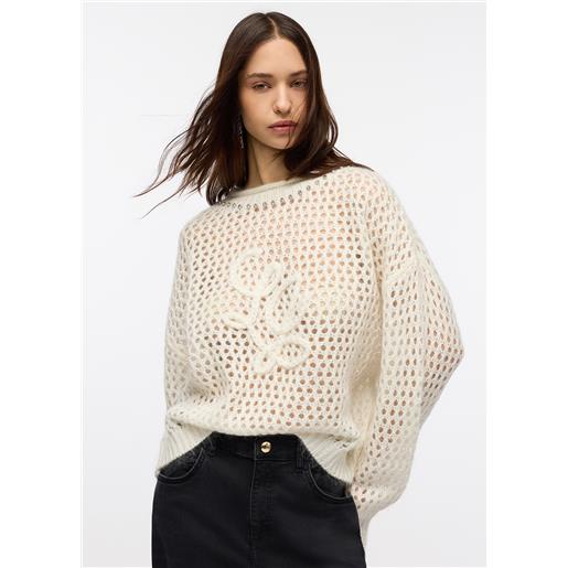 LIUJO liu jo maglia in lana e mohair, bianco lana