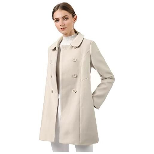 Cappotto Invernale Lungo Doppiopetto Donna, Giacca A Vento Elegante Con Bottoni, Taglia L Bianca