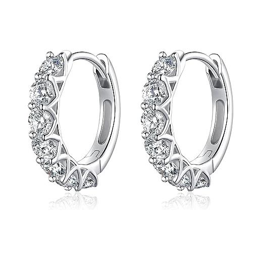 NINAMISS Orecchini Cerchio Piccoli in Argento 925 con Zirconia Cubica