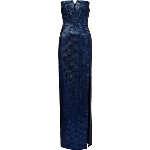 Roland Mouret abito lungo senza spalline con strass - blu