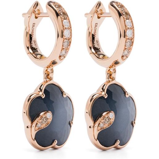 Orecchini Pendenti In Oro Giallo 333 E Onice Vera - NKlaus, Design A Strappo Con Perno A Sfera