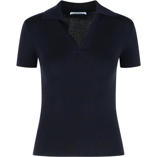 Max Mara albero ribbed polo top - blu