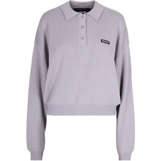 ROTATE BIRGER CHRISTENSEN slinky knit buttoned polo top - grigio